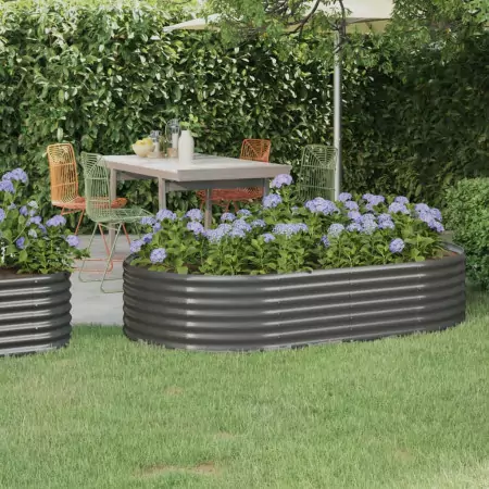 Vaso da Giardino Acciaio Verniciato Polvere 175x100x36cm Grigio