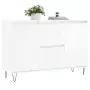 Credenza Bianco Lucido 104x35x70 cm in Legno Multistrato