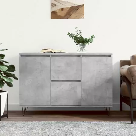 Credenza Grigio Cemento 104x35x70 cm in Legno Multistrato