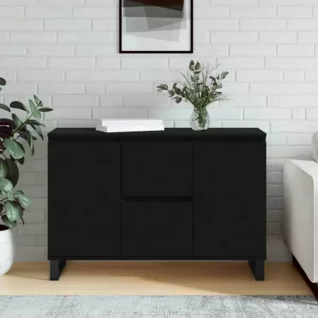 Credenza Nera 104x35x70 cm in Legno Multistrato