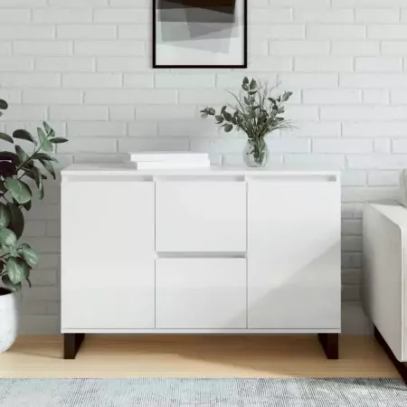 Credenza Bianco Lucido 104x35x70 cm in Legno Multistrato