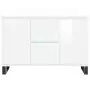 Credenza Bianco Lucido 104x35x70 cm in Legno Multistrato