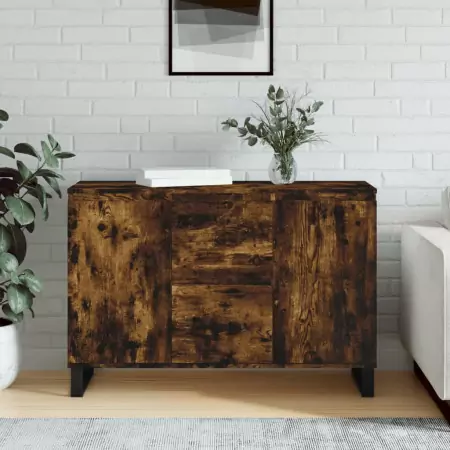 Credenza Rovere Fumo 104x35x70 cm in Legno Multistrato