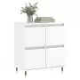 Credenza Bianco Lucido 60x35x70 cm in Legno Multistrato