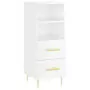 Credenza Bianco Lucido 34,5x34x90 cm in Legno Multistrato