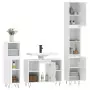 Set Mobili da Bagno 3 pz Bianco Lucido in Legno Multistrato