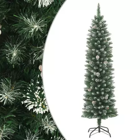 Albero di Natale Artificiale Sottile con Base 240 cm PVC