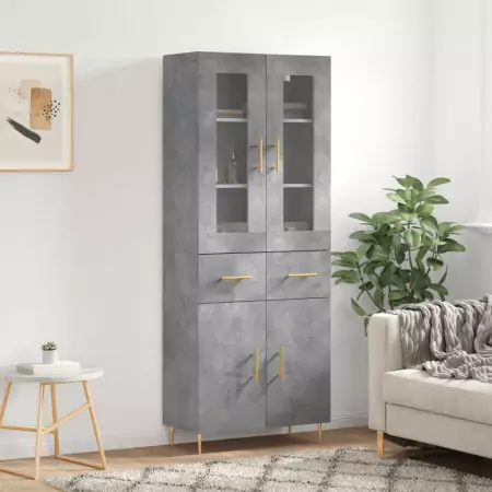 Credenza Grigio Cemento 69,5x34x180 cm in Legno Multistrato