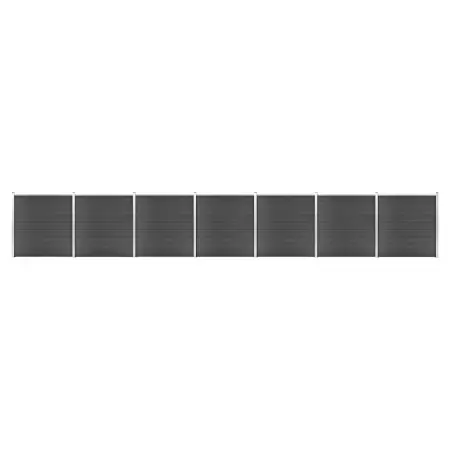 Set Pannelli di Recinzione in WPC 1218x186 cm Nero