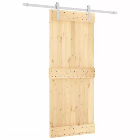 Porta Scorrevole con Set Hardware 85x210 cm Legno Massello Pino