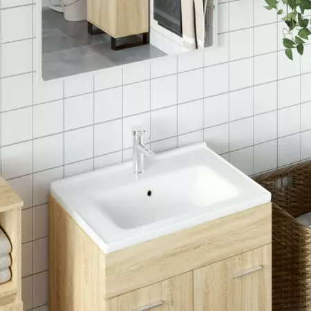 Lavandino da Bagno Bianco 71x48x19,5cm Rettangolare in Ceramica