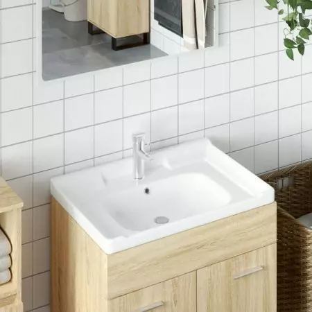 Lavandino da Bagno Bianco 71x48x23 cm Rettangolare in Ceramica