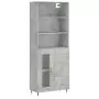 Credenza Grigio Cemento 69,5x34x180 cm in Legno Multistrato