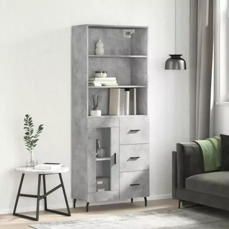 Credenza Grigio Cemento 69,5x34x180 cm in Legno Multistrato