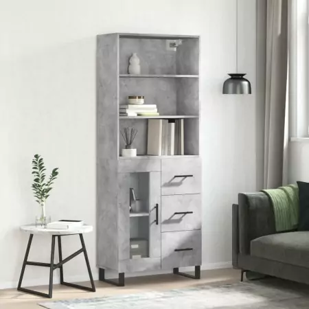 Credenza Grigio Cemento 69,5x34x180 cm in Legno Multistrato