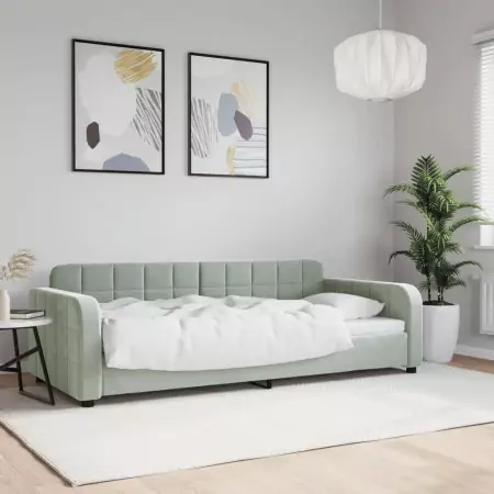 Letto da Giorno Grigio Chiaro 90x200 cm in Velluto