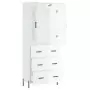 Credenza Bianco Lucido 69,5x34x180 cm in Legno Multistrato