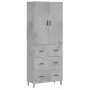 Credenza Grigio Cemento 69,5x34x180 cm in Legno Multistrato