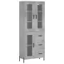 Credenza Grigio Cemento 69,5x34x180 cm in Legno Multistrato