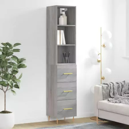 Credenza Grigio Sonoma 34,5x34x180 cm in Legno Multistrato