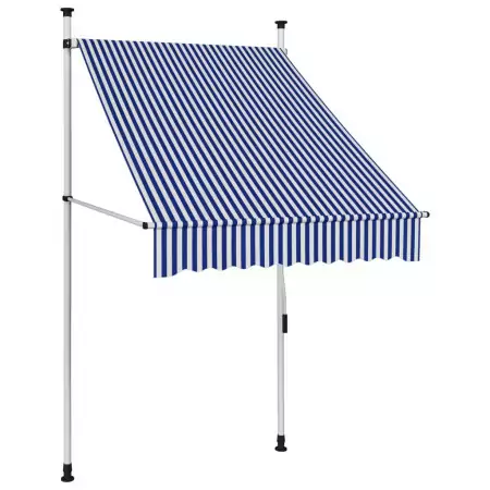 Tenda da Sole Retrattile Manuale 100 cm a Strisce Blu e Bianche