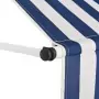 Tenda da Sole Retrattile Manuale 100 cm a Strisce Blu e Bianche