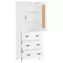 Credenza Bianco Lucido 69,5x34x180 cm in Legno Multistrato