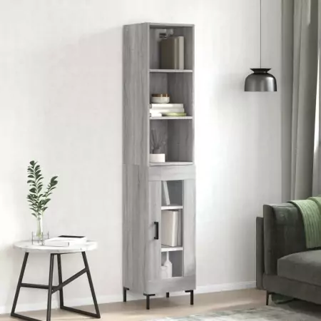 Credenza Grigio Sonoma 34,5x34x180 cm in Legno Multistrato