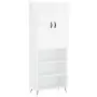 Credenza Bianco Lucido 69,5x34x180 cm in Legno Multistrato