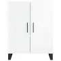 Credenza Bianco Lucido 69,5x34x180 cm in Legno Multistrato