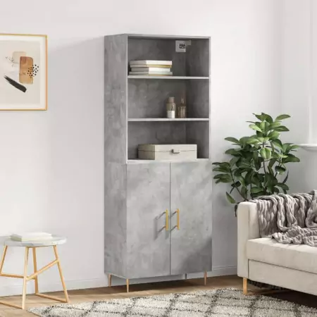 Credenza Grigio Cemento 69,5x34x180 cm in Legno Multistrato