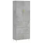 Credenza Grigio Cemento 69,5x34x180 cm in Legno Multistrato