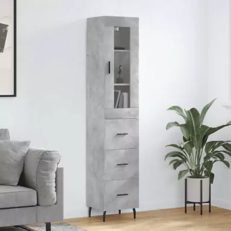 Credenza Grigio Cemento 34,5x34x180 cm in Legno Multistrato