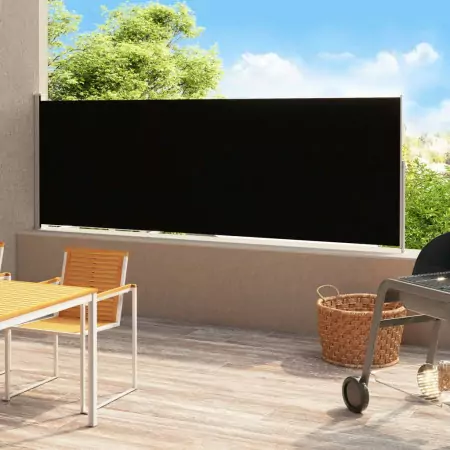 Tenda Laterale Retrattile per Patio 200x500 cm Nera