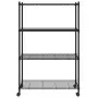 Scaffale a 4 Livelli con Ruote 90x35x142 cm Nero 200 kg