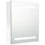 Armadietto Bagno con Specchio e LED Bianco Lucido 50x14x60 cm