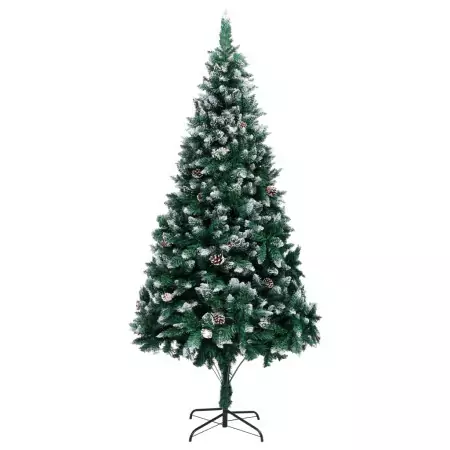 Albero di Natale Artificiale con Pigne e Neve Bianca 240 cm