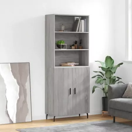 Credenza Grigio Sonoma 69,5x34x180 cm in Legno Multistrato