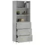 Credenza Grigio Cemento 69,5x34x180 cm in Legno Multistrato