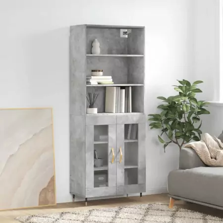 Credenza Grigio Cemento 69,5x34x180 cm in Legno Multistrato