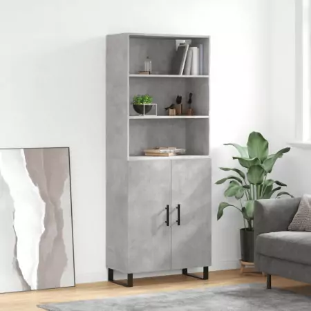 Credenza Grigio Cemento 69,5x34x180 cm in Legno Multistrato