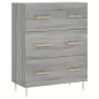 Credenza Grigio Sonoma 69,5x34x180 cm in Legno Multistrato