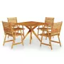 Set Mobili da Pranzo per Giardino 5 pz Legno Massello di Acacia