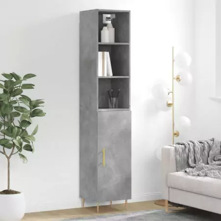 Credenza Grigio Cemento 34,5x34x180 cm in Legno Multistrato