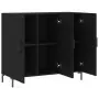 Credenza Nera 90x34x80 cm in Legno Multistrato