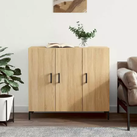 Credenza Rovere Sonoma 90x34x80 cm in Legno Multistrato