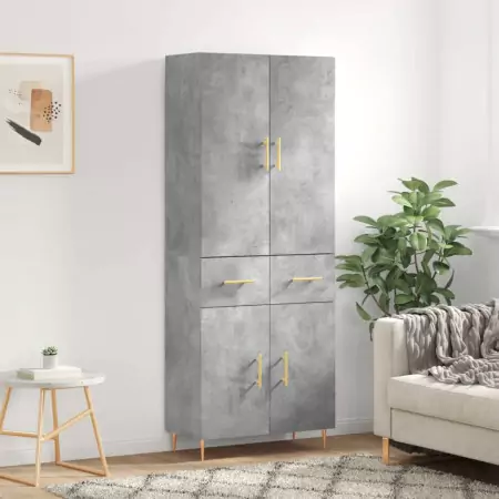 Credenza Grigio Cemento 69,5x34x180 cm in Legno Multistrato