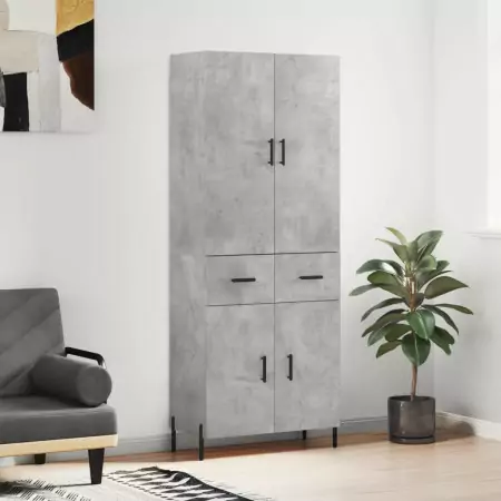 Credenza Grigio Cemento 69,5x34x180 cm in Legno Multistrato