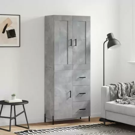 Credenza Grigio Cemento 69,5x34x180 cm in Legno Multistrato