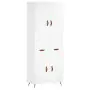 Credenza Bianco Lucido 69,5x34x180 cm in Legno Multistrato